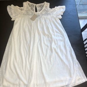 Womens white cold shoulder lace dress